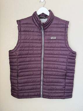 Stio Men's Purple Pinion Down Puffer Vest Size Large Pertex Lightweight Quilted